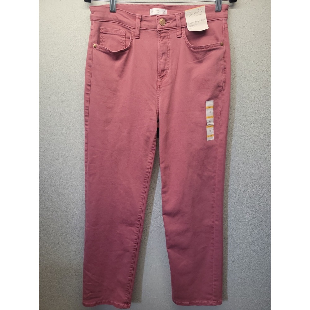LC Lauren Conrad Jeans Womens Size 10 Super High Rise Straight Coral Pink NWT